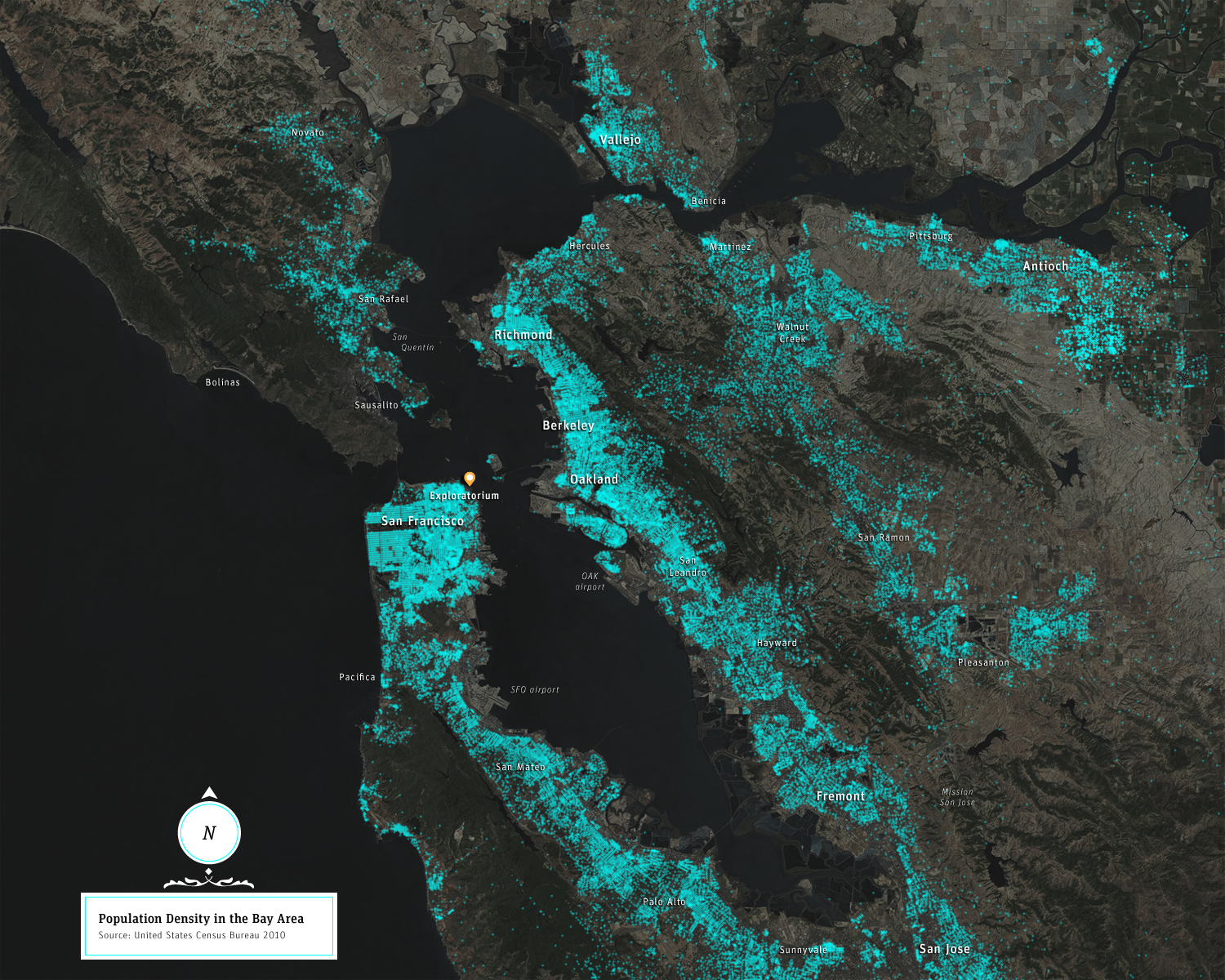 Population spread and density map.