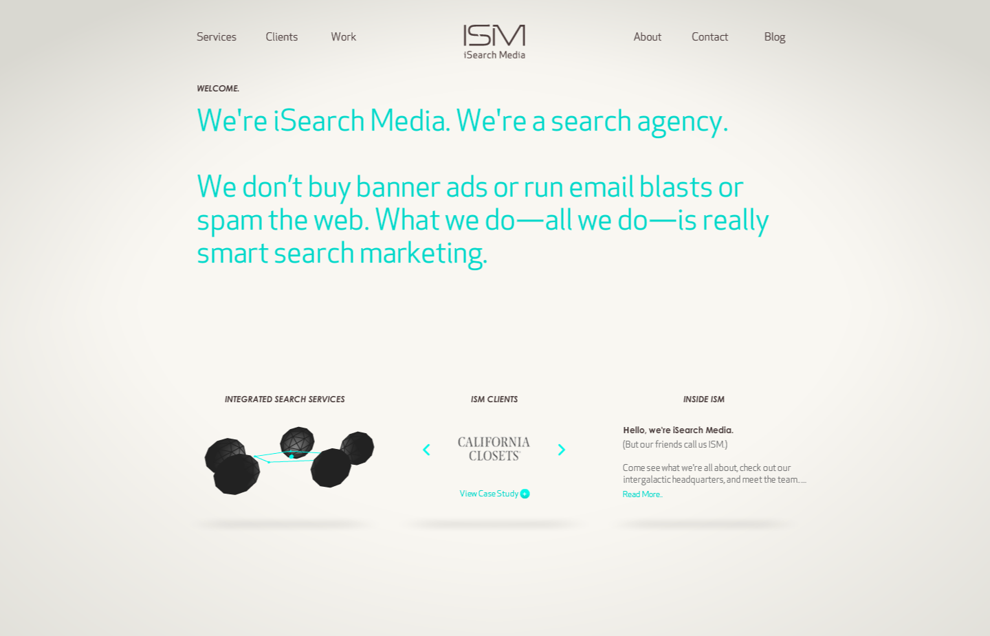 iSearch Media, landing page, a flash website.