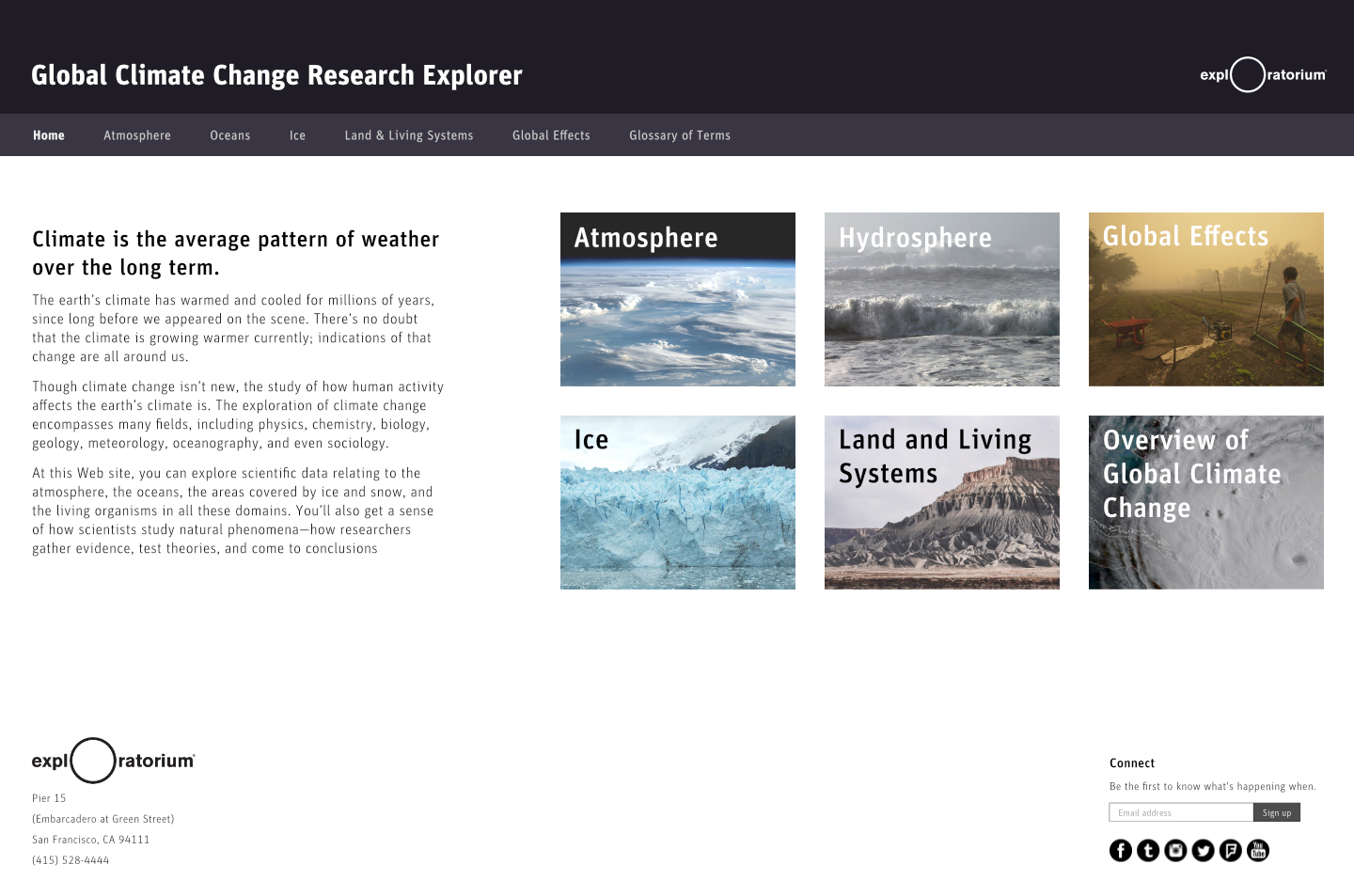 Research portal design, home page.