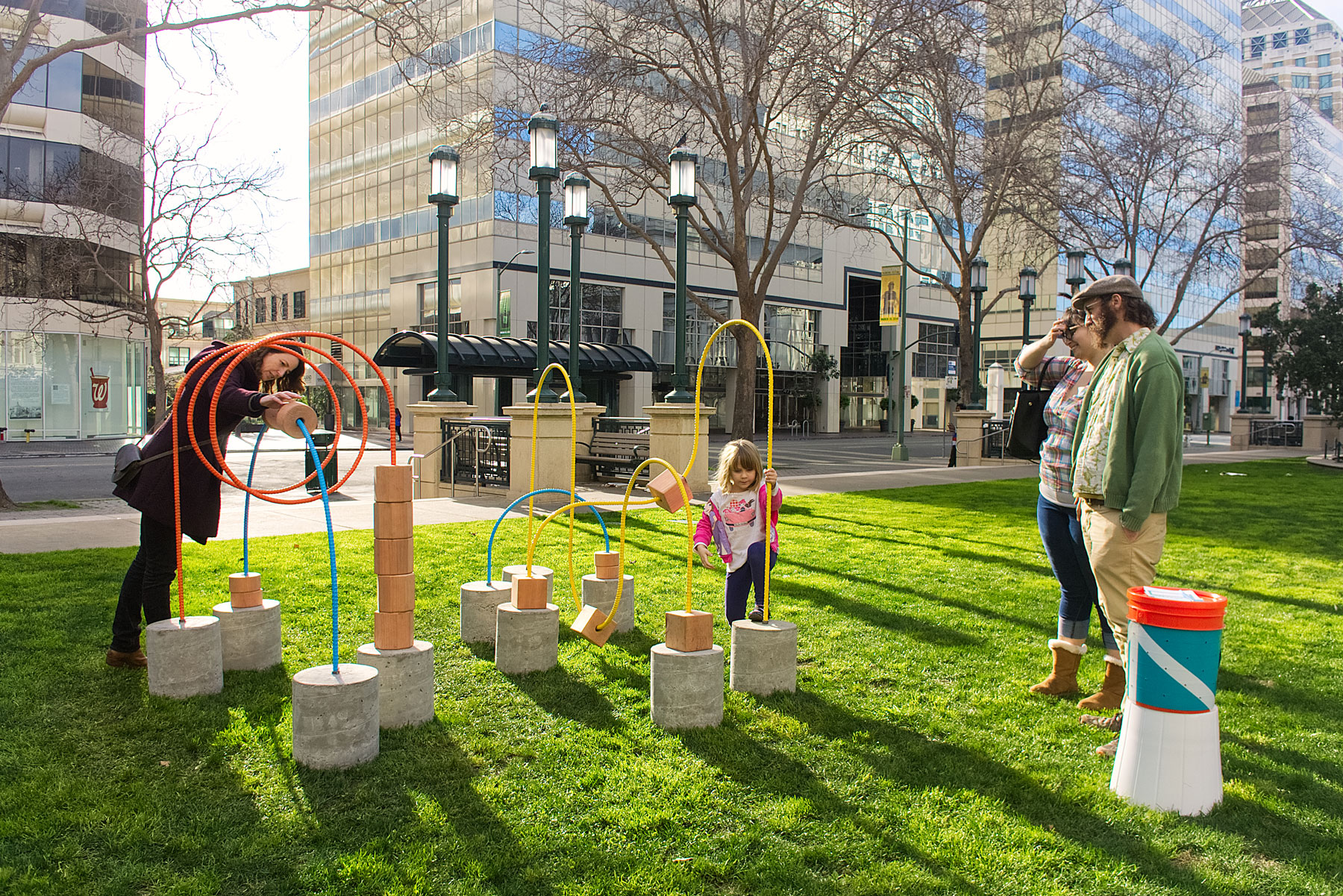 The public play with Big Bead Maze, a playground prototype.