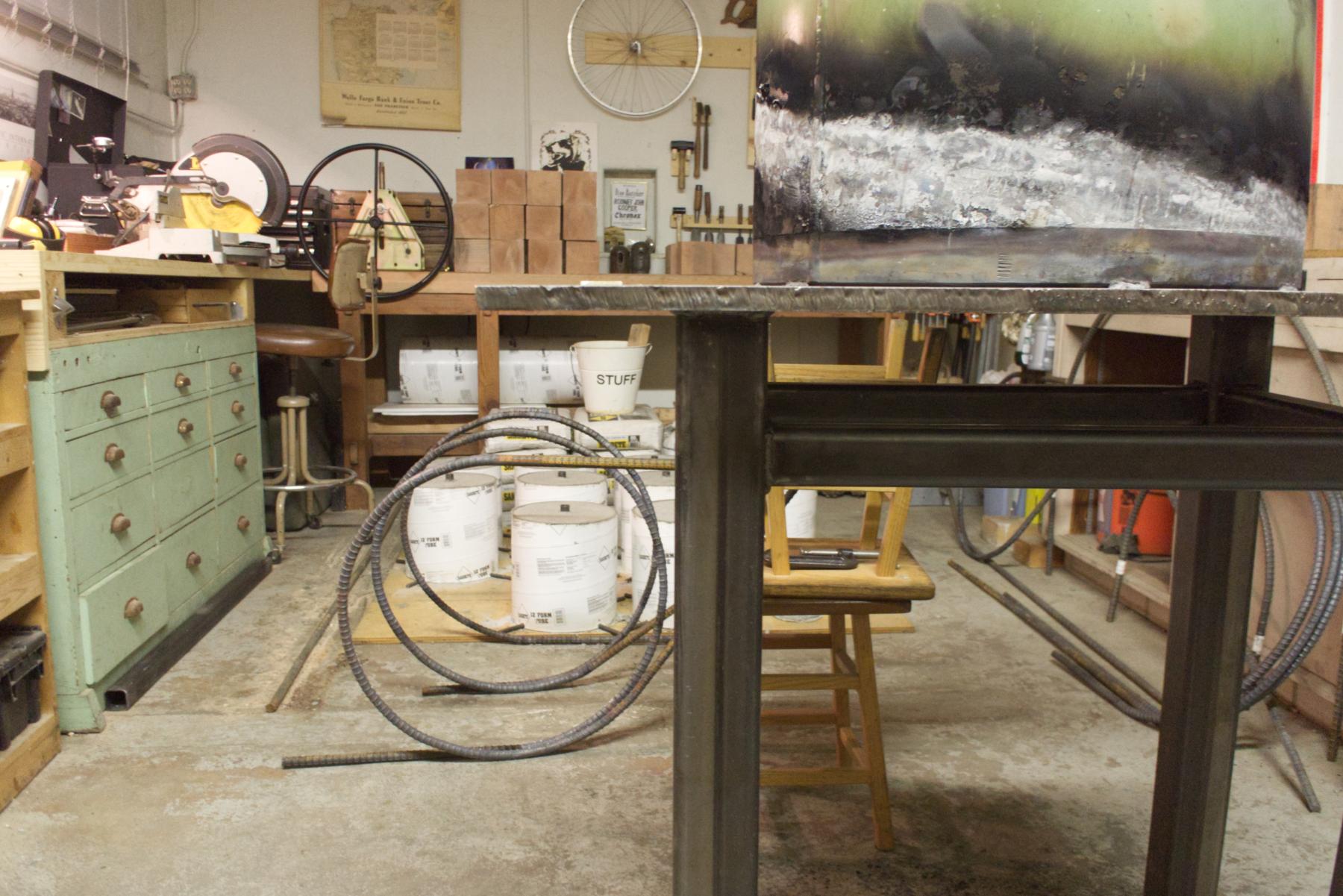 Helix in shadow of jig.
