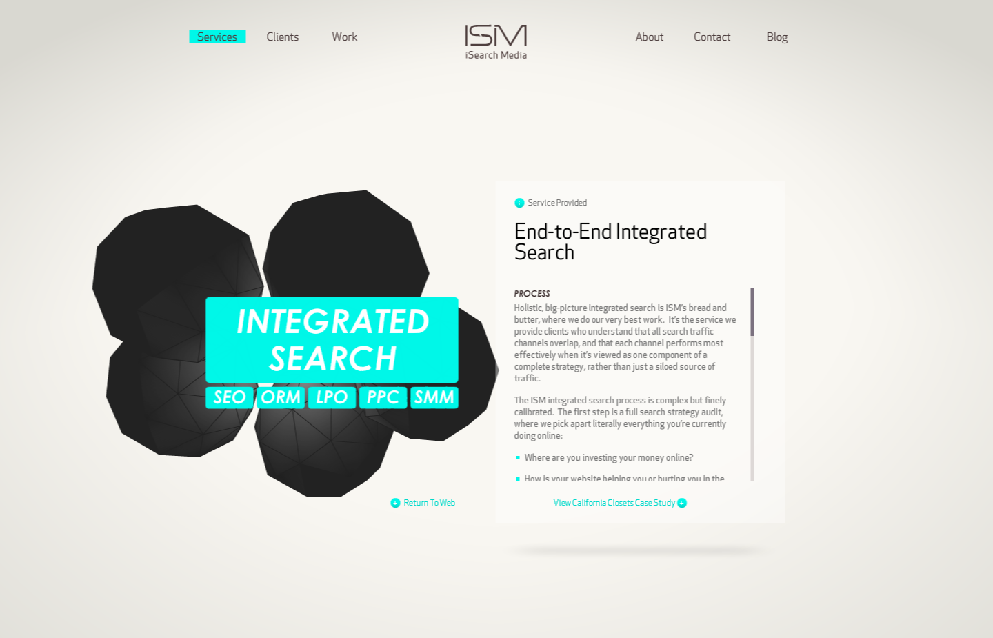 Overview of services page.