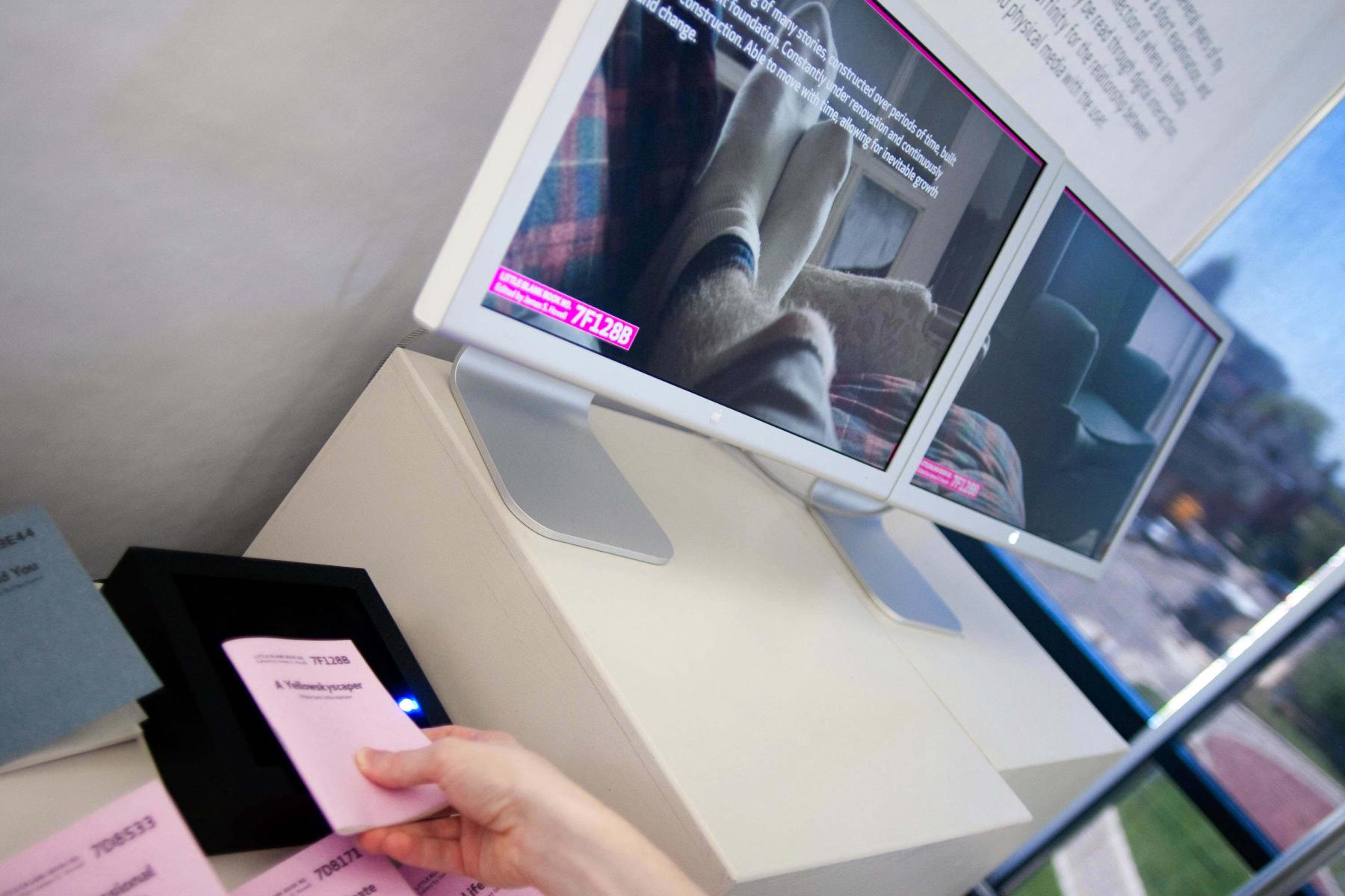 Side view of displays after you scan a book.