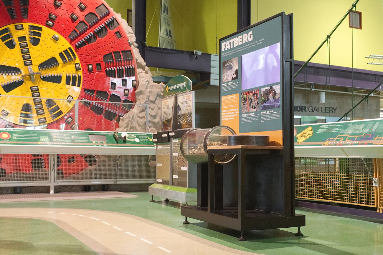 The Fatberg ehibit at the Michigan Science Center.