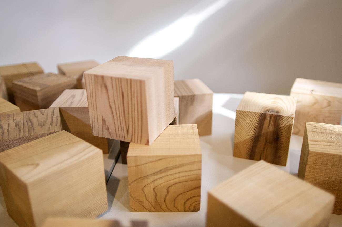 Little wooden blocks, an inventory in wooden blocks.